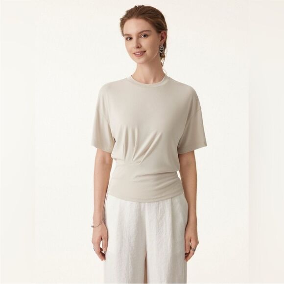 New OGL Sandwashed Crewneck Short Sleeve Tucked
Tee - White Size L - Picture 9 of 11